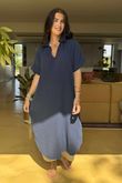 Made in Italy Paulo Pillow Cotton Shirt Dress French Navy